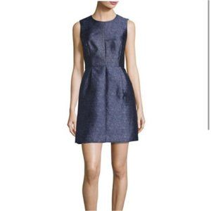 MILLY Dress Blue 10 Coco Sleeveless Chambray Structured Sleeveless Mini